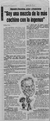 "Soy una mezcla de lo más cochino con lo ingenuo"  [artículo] Rodrigo Durán.