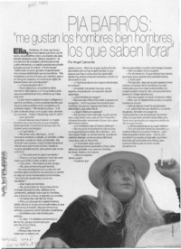 Pía Barros, "me gustan los hombres bien hombres, los que saben llorar"  [artículo].