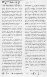 Regreso a Jauja  [artículo] Ramiro Ramírez Rodríguez.