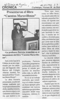 Presentaron el libro "Cuentos maravillosos"  [artículo].