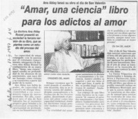 "Amar, una ciencia" libro para los adictos al amor  [artículo].
