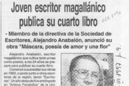 Joven escritor magallánico publica su cuarto libro  [artículo].
