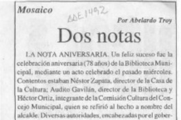 Dos notas  [artículo] Abelardo Troy.