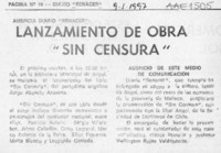 Lanzamiento de obra "Sin censura"  [artículo].
