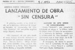 Lanzamiento de obra "Sin censura"  [artículo].
