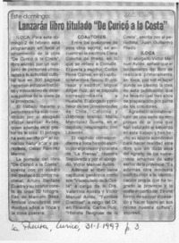 Lanzarán libro titulado "De Curicó a la costa"  [artículo].