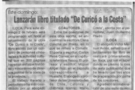 Lanzarán libro titulado "De Curicó a la costa"  [artículo].