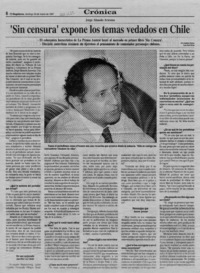 "Sin censura" expone los temas vedados en Chile  [artículo] Catalina Mujica.