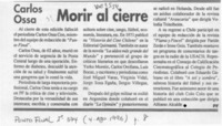 Morir al cierre  [artículo].
