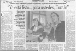 "Ya está listo -- para ustedes, Tomás"  [artículo] Valentina Rodríguez.