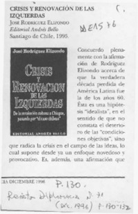 Crisis y renovación de las izquierdas  [artículo] Ascanio Cavallo.