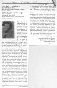 Es posible la democracia en América Latina?, un estudio sobre los militares y la política  [artículo] Carlos Miranda.