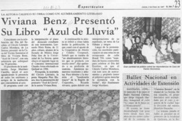 Viviana Benz presentó su libro "Azul de lluvia"