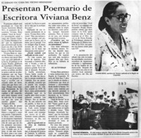Presentan poemario de escritora Viviana Benz