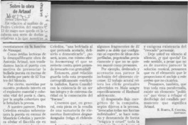 Sobre la obra de Artaud  [artículo] E. Zurita [y] Z. Concha.