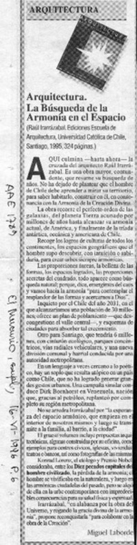 Arquitectura, la búsqueda de la armonía en el espacio  [artículo] Miguel Laborde.