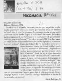 Psicomagia  [artículo] Mario Rodríguez O.