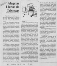 Alegrías llenas de tristezas  [artículo] Bernardo Chandía Fica.