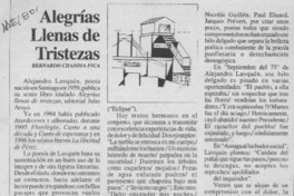 Alegrías llenas de tristezas  [artículo] Bernardo Chandía Fica.