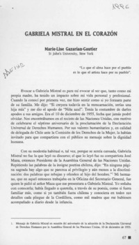 Gabriela Mistral en el corazón  [artículo] Marie-Lise Gazarian-Gautier.