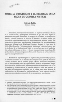 Sobre el indigenismo y el mestizaje en la prosa de Gabriela Mistral  [artículo] Patricia Rubio.