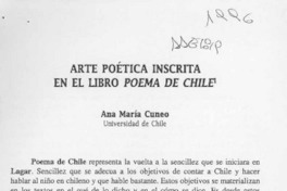 Arte poética inscrita en el libro Poema de Chile  [artículo] Ana María Cuneo.
