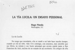 La tía Lucila, un ensayo personal  [artículo] Hugo Pineda.