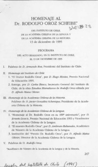 Homenaje al Dr. Rodolfo Oroz Scheibe  [artículo].