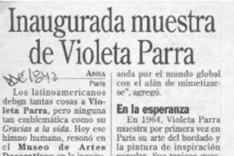 Inaugurada muestra de Violeta Parra  [artículo].