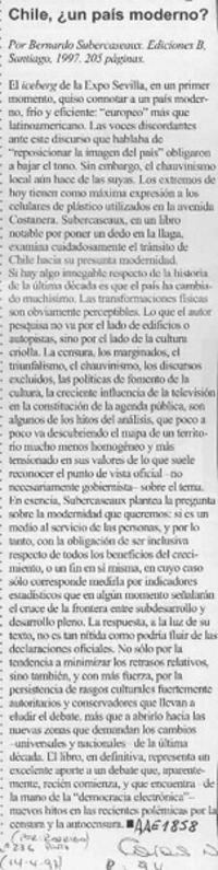 Chile, un país moderno?  [artículo] Rodrigo Pinto.