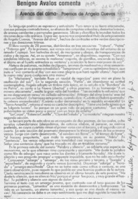 Arenas del alma  [artículo] Benigno Avalos.