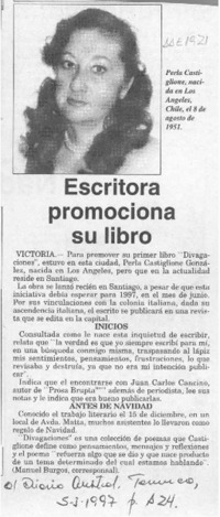 Escritora promociona su libro  [artículo].