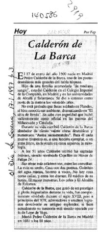 Calderón de la Barca  [artículo] Fap.