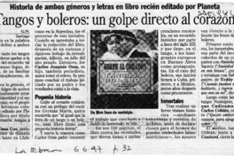 Tangos y boleros, un golpe directo al corazón  [artículo] G. N.