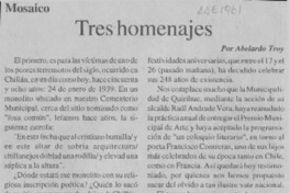 Tres homenajes  [artículo] Abelardo Troy.