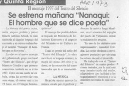 Se estrena mañana "Nanaqui, el hombre que se dice poeta"  [artículo].