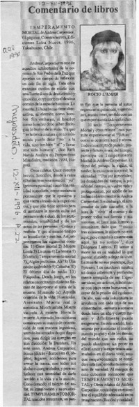 Temperamento mortal  [artículo] Rocío L'Amar.