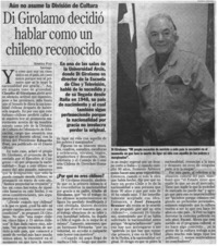 Di Girolamo decidió hablar como un chileno reconocido