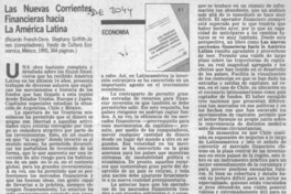 Las nuevas corrientes financieras hacia la América Latina  [artículo] Carlos Valdivieso Ahnfelt.