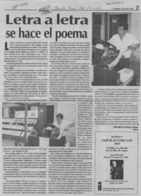 Letra a letra se hace el poema  [artículo] Leo Wetli.