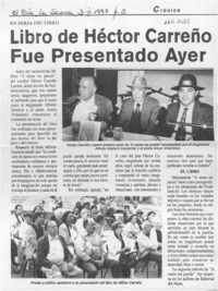 Libro de Héctor Carreño fue presentado ayer  [artículo].