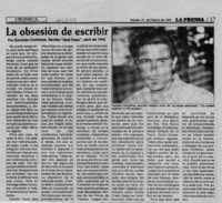 La obsesión de escribir  [artículo] Gonzalo Contreras.