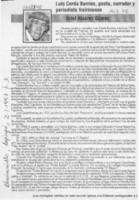 Luis Cerda Barrios, poeta, narrador y periodista freirinense  [artículo] Oriel Alvarez Gómez.