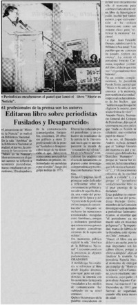 Editaron libro sobre periodistas fusilados y desaparecidos