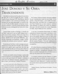José Donoso y su obra trascendente  [artículo].