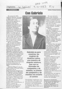 Con Gabriela  [artículo] Elena Poniatowska.