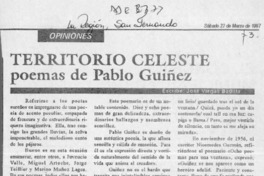 Territorio celeste, poemas de Pablo Guíñez  [artículo] José Vargas Badilla.