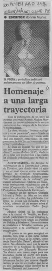 Homenaje a una larga trayectoria  [artículo].