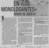 En "Los monologantes" nadie se sienta  [artículo] Alejandra Costamagna.