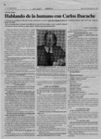 Hablando de lo humano con Carlos Ibacache  [artículo] Roberto Fuenzalida A.